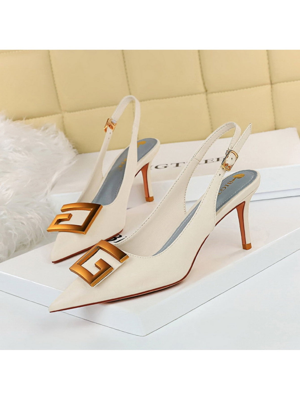 Liber Spring and Autumn Metal Buckle Women's High Heels