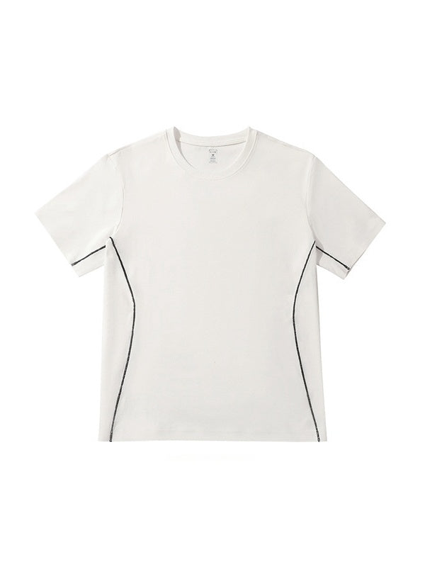 Liber Summer Men's Color matching Solid Color T-shirts