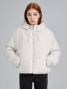 Fur Hooded Button Short Down Jacket Thickened Coat