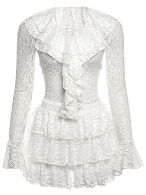 Liber Women's summer two piece lace ruffle suit