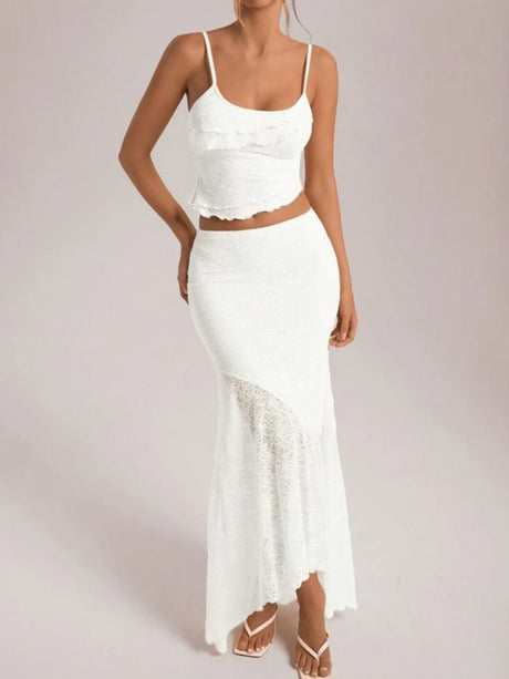 Liber Summer Women's Lace Solid Color 2-piece Sets