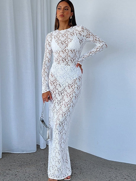 Liber Autumn Women's Lace Lace Maxi Dresses