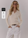 Ribbed Polo-Collar Wool-Blend Sweater