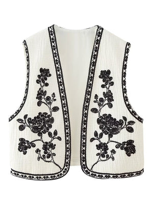 Liber European and American style Women's Embroidered Pattern Vests