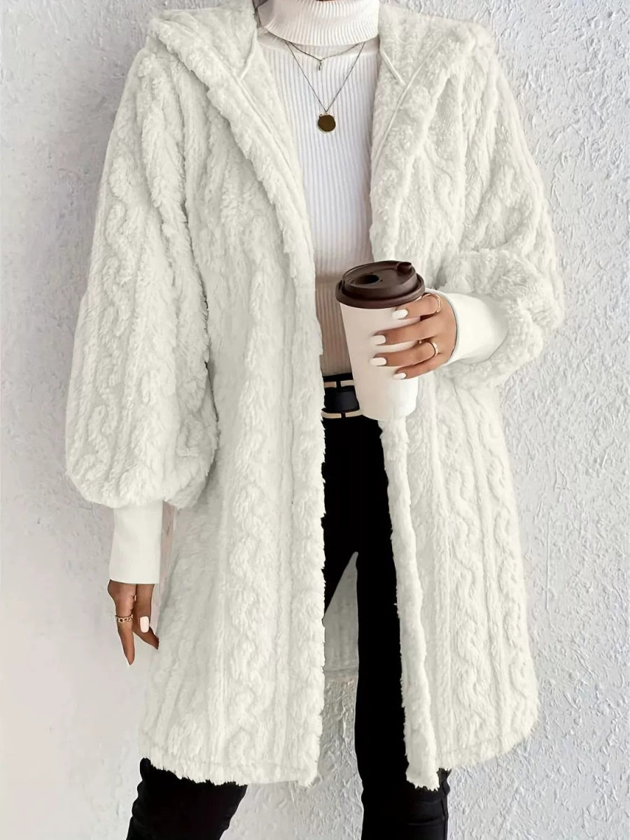 Solid Color Long-sleeved Hooded Loose Plush Jackets