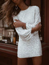 Irregular Sequins Long Sleeve Mini&Short Dresses