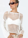 Liber Autumn women's see-through knitted loose hollow pullover mesh see-through top
