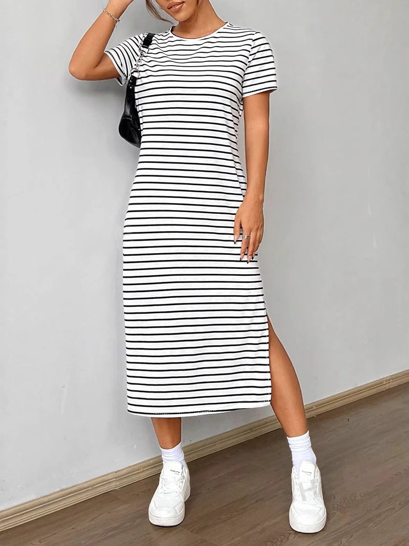 Stripes Slit Maxi Dresses