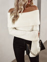 Off-the-shoulder Neckline Knitting Long-sleeved Sweater