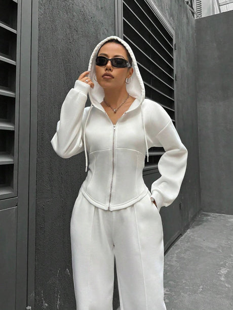 Sports And Leisure Zipper Hooded 2-piece Sets