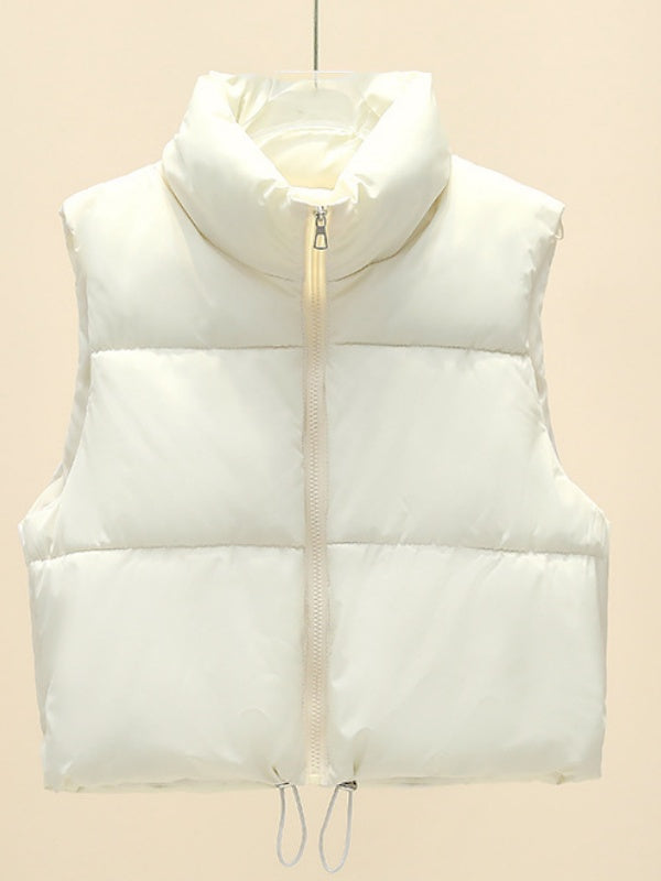 Sleeveless Zipper Stand Collar Vest Jacket Down Vest