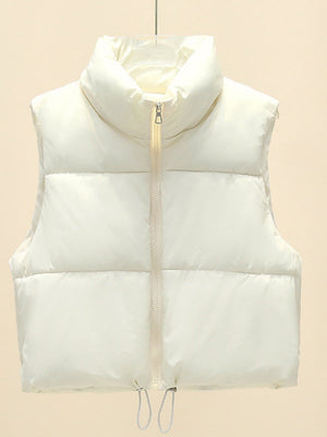 Sleeveless Zipper Stand Collar Vest Jacket Down Vest