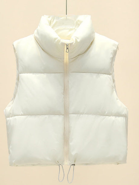 Sleeveless Zipper Stand Collar Vest Jacket Down Vest