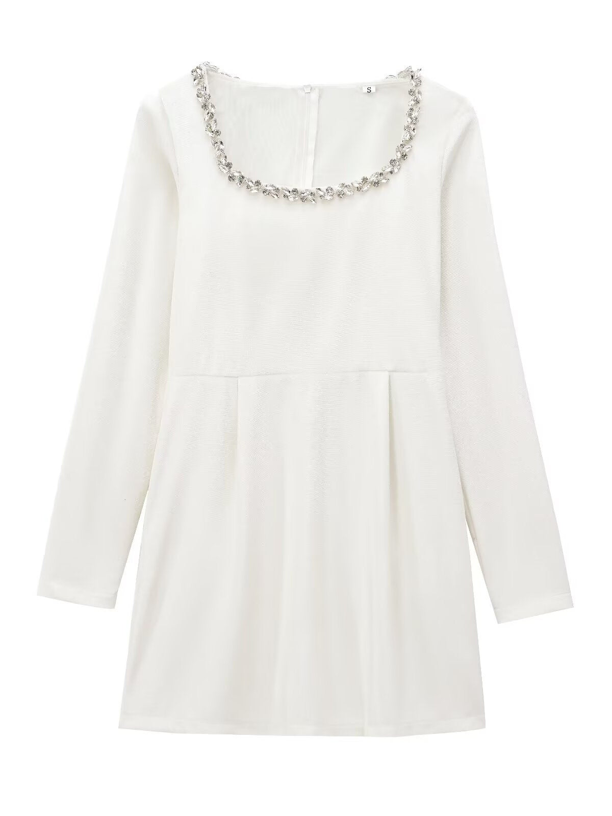 Square Collar Long Sleeve Diamond Velvet Mini&Short Dresses