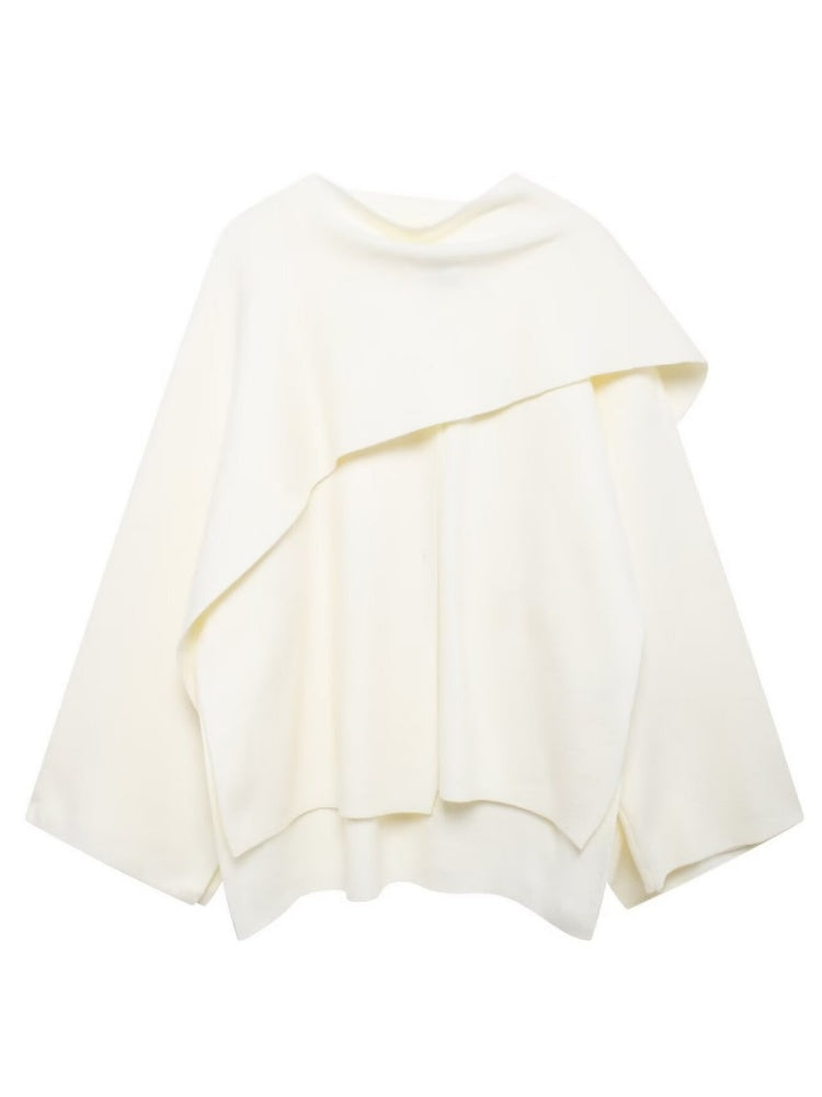 Asymmetrical Short Scarf Shawl Knitted Cardigan Coat