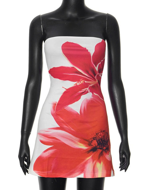 Liber Summer Women's Off-shoulder Flowers Mini&Short Dresses