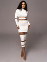 Mesh Splicing High Collar High Waist Slim Sexy Long Dress