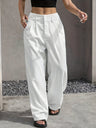 Simple High-waist Drape Commuter Straight-leg Suit Trousers