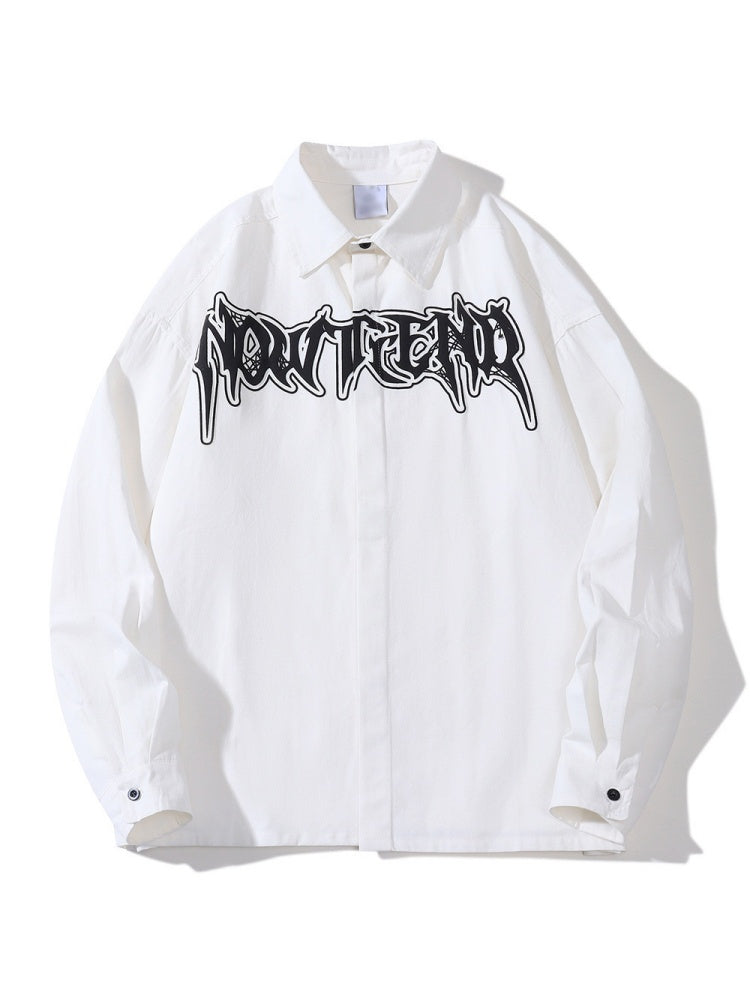 Foam Letter Printing Loose Long-sleeved Shirt