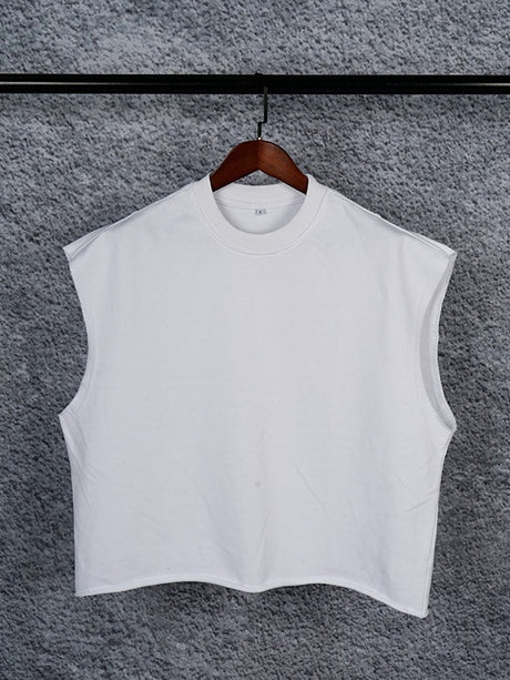 Liber Summer Men's Raw cuffs Solid Color Tank tops