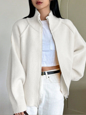 Liber Stand-up Collar Zipper Cardigans