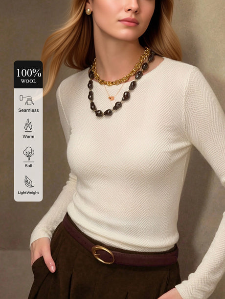 100% Wool Herringbone Pattern Base Sweater