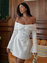 Liber Autumn Women's Buttons Bell sleeves Mini&Short Dresses