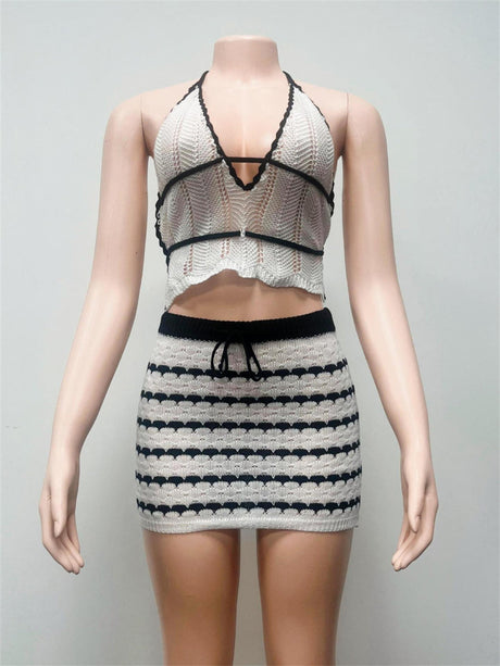 Liber Summer Women's Lace up Color matching 2-piece Sets