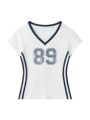 Liber Summer Women's Contrasting colors Letters/Numbers/Words T-shirts