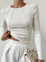 Navel Solid Color Long sleeve Blouse