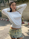 White Loose Leisure Slimming Off-shoulder Hood T-shirts