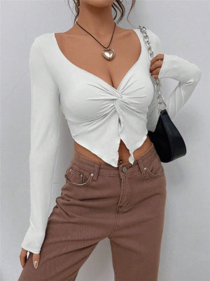 Knot Irregular Long-sleeved T-shirt