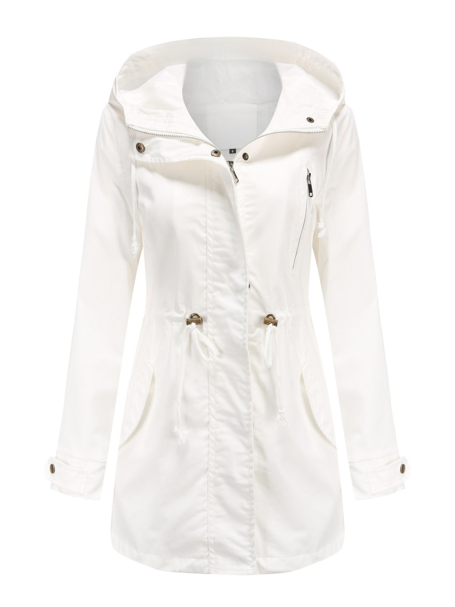 Cotton Loose Solid Color Pocket Hooded Jackets