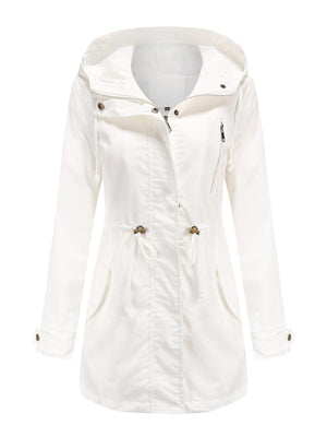 Cotton Loose Solid Color Pocket Hooded Jackets