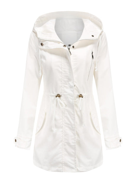 Cotton Loose Solid Color Pocket Hooded Jackets