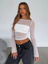Women's Perspective Mesh Off Shoulder Long-sleeved T-shirt
