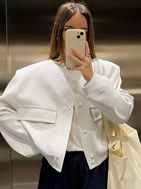 Liber Autumn Women's Baseball uniform Solid Color Jackets