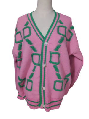 Liber 3D Pattern Color Blocking Cardigans