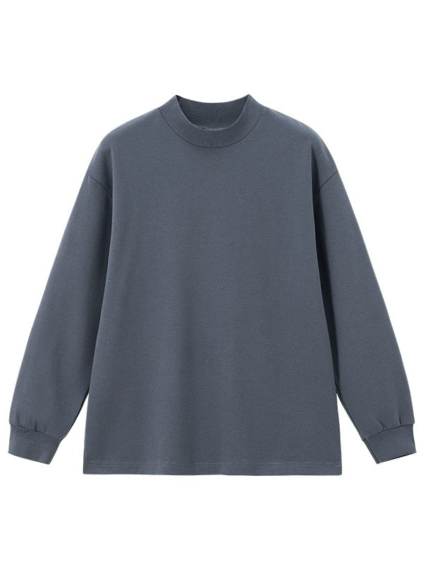 Liber Autumn Neutral wear Ribbed turtleneck Solid Color T-shirts