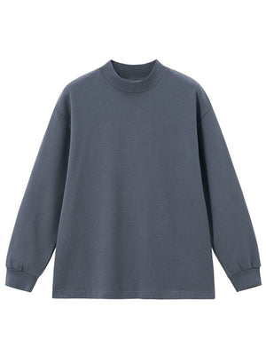 Liber Autumn Neutral wear Ribbed turtleneck Solid Color T-shirts