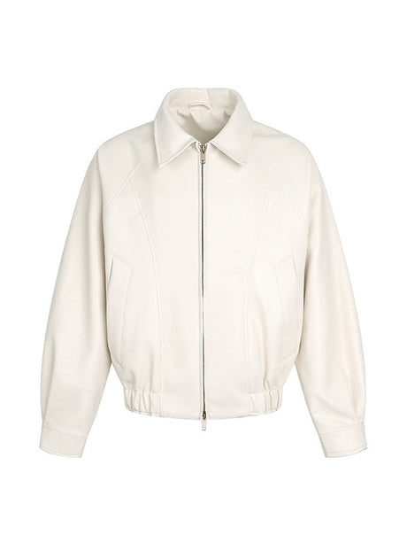 Solid Color Cleanfit Short Leather Jacket Lapel Jacket