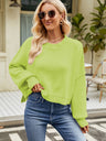 Liber Autumn Women's Crew Neck Raglan sleeves Jacket Short Loose Long sleeve Sweaters
