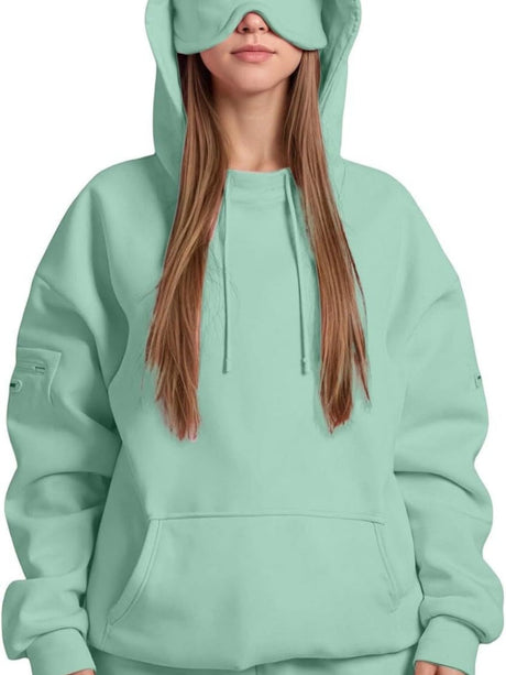Liber Summer Women's Pocket Solid Color Sweatshirts&Hoodies