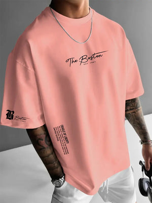 Liber Summer Men's Printed Letter T-shirts