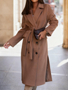 Simple Long-sleeved Suit Collar Tie Wool Solid Color Coats