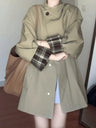 Plaid Stitching Loose Mid-length Trench Coats