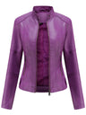 Street Cool Thin Stand Collar Zipper Leather Jacket