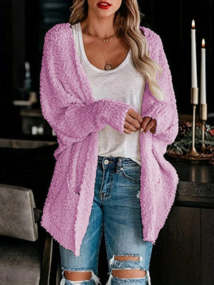 Solid Color Pocket Mid-length Cardigans