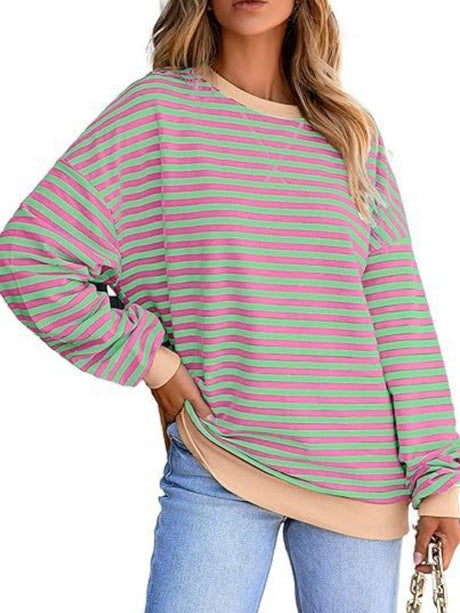 Liber Summer Women's Contrasting colors Stripes Sweatshirts&Hoodies