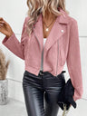 Short Lapel Zipper Deerskin Jackets